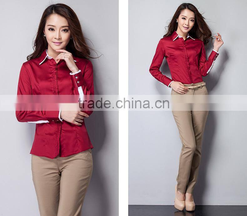 latest blouse in fashion uniform design red women blouse