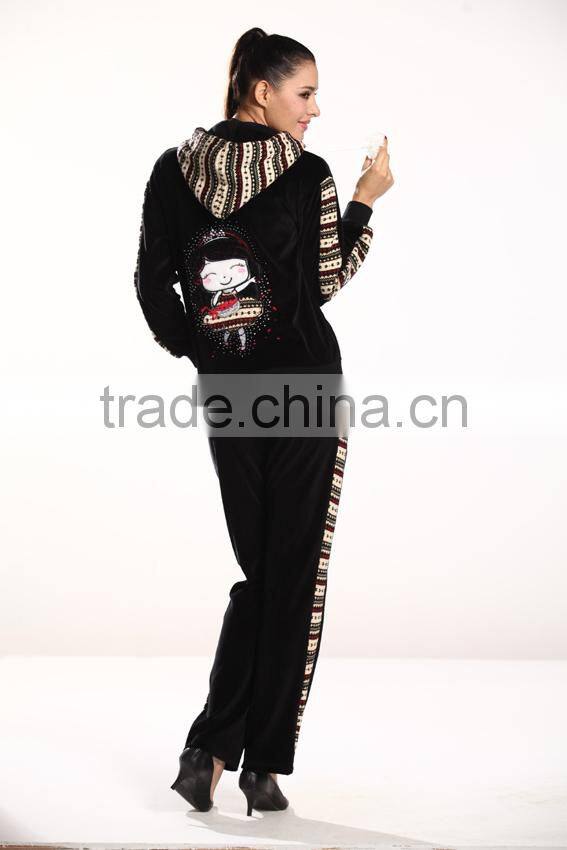 OEM service embroidered turkey velour wholesale pijamas woman