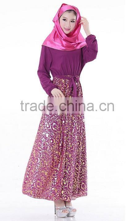 chiffon full length muslim long sleeve maxi dress