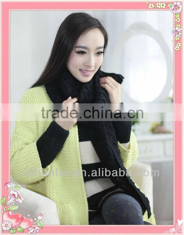 popular lovely girl winter knitted acrylic scarf factory in knit town