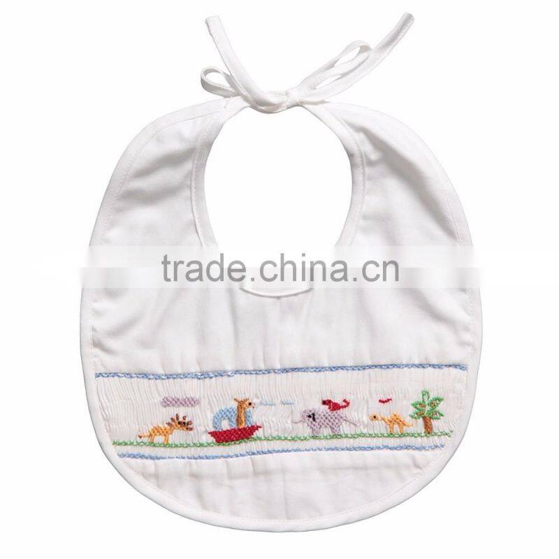 Custom Cotton Baby Bandana Drool Bibs White Animals Smocked Bibs