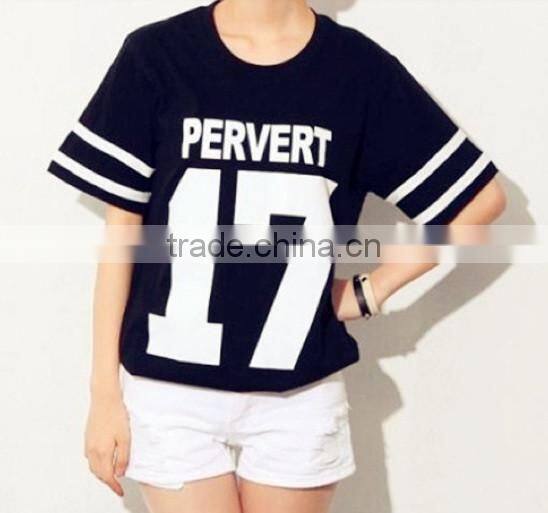 new arrival baseball tee , custom made baseball jerseys,young ladies' o neck striped sleeves baseball t shirts