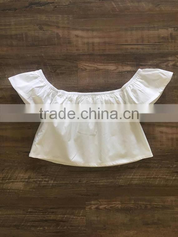 Boutique Children Clothes Wholesale Off Shoulder Girl Tops 2017 Hot Design Shirts Casual