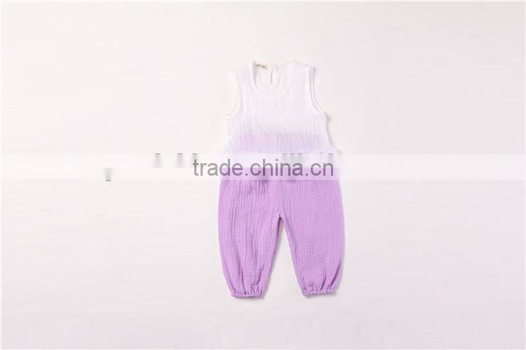 Wholesale children's boutique clothing sets vest shirt pure color muslin pants