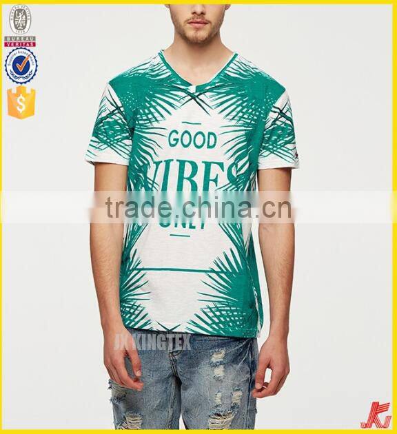 hot sale customize v-neck high quality printed cotton t shirt