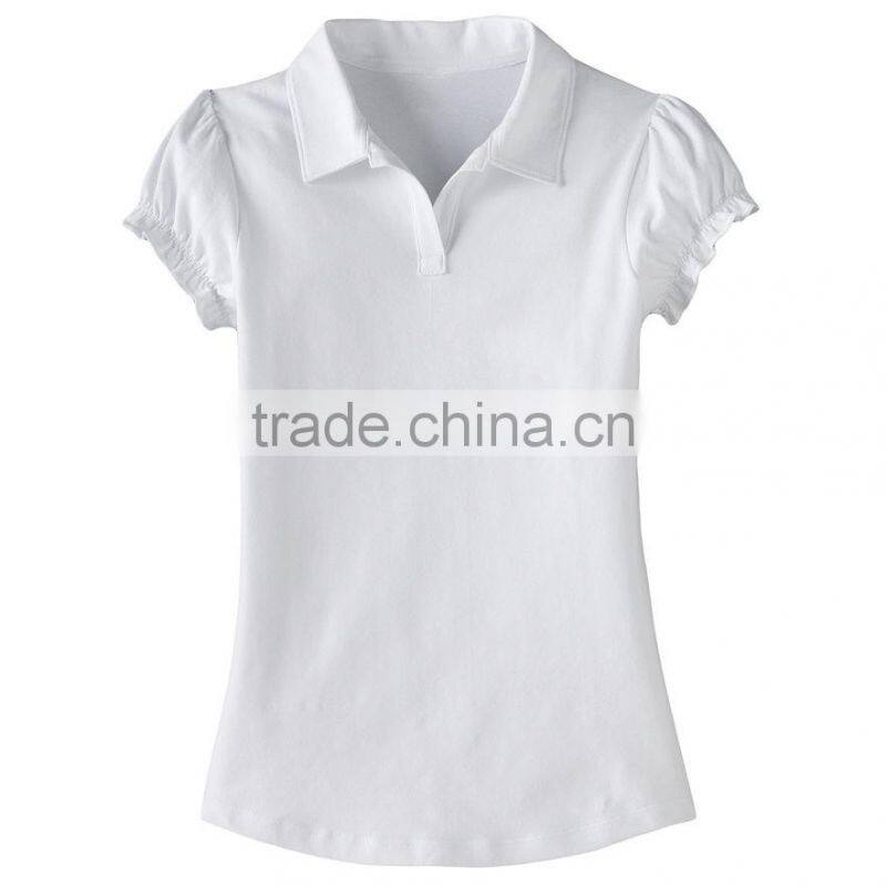 custom 100% cotton blank school uniform polo shirts for girls