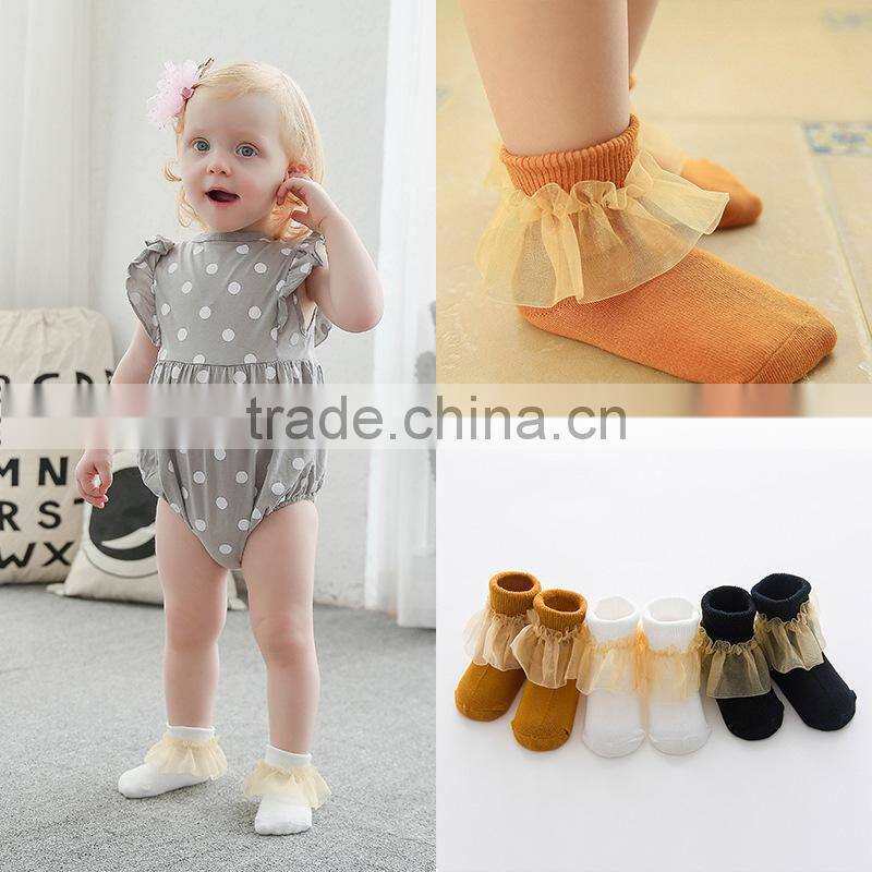 Baby Girl Socks Newborn Chiffon kids Lace Socks Summer girls Cute Solid Children's for Princess