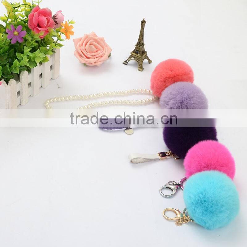 KR 100% Real Rex Rabbit fur Pom pom/Colorful Rabbit fur ball keychain 6-10cm bag pendant