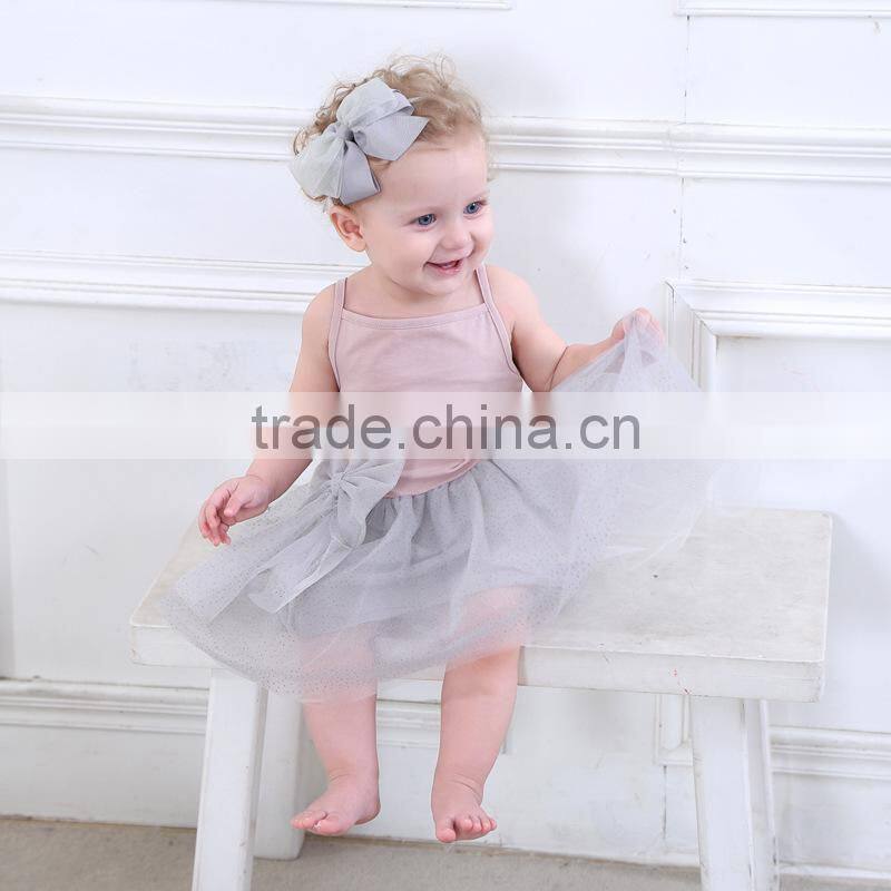 American style cotton baby girl clothes 2017 summer bow sequins mesh sundress new frock design girl child dress