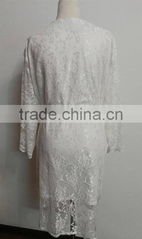 ALT10 Customize wedding robe, lace brides robe, white dressing gown-bridal shower gift, lace robe