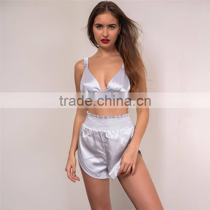 Runwaylover 071 Hot Sale 2017 Ladies Crop Top And Shorts Suits