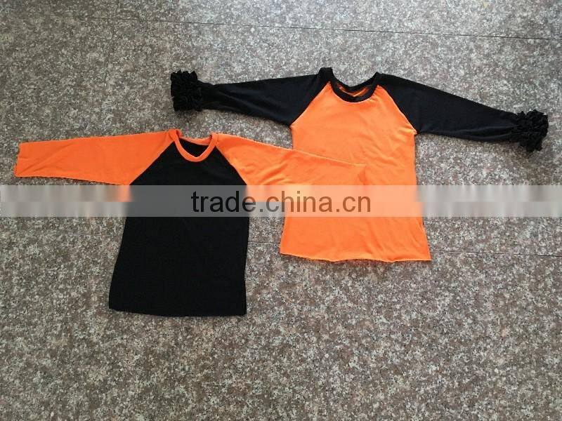 Plain reglan baby girl long sleeve t shirt cotton kids clothing ruffle wholesale bulk reglan Halloween shirt