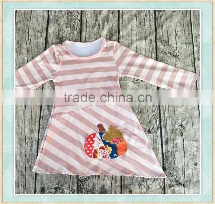 2017 special designs pumpkin embroidery muslim child long sleeve maxi halloween dress