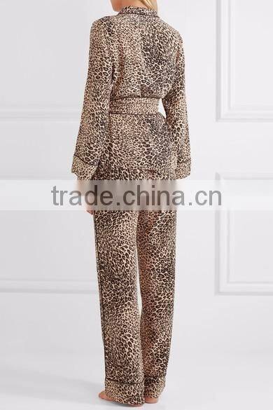 Slim fitted casual leopard pajamas modern print onesie sleepwear for ladies