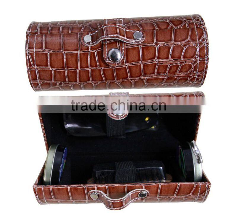 hot selling gentlemen's handware shoe care /polish/shine kit with PU bucket/bag