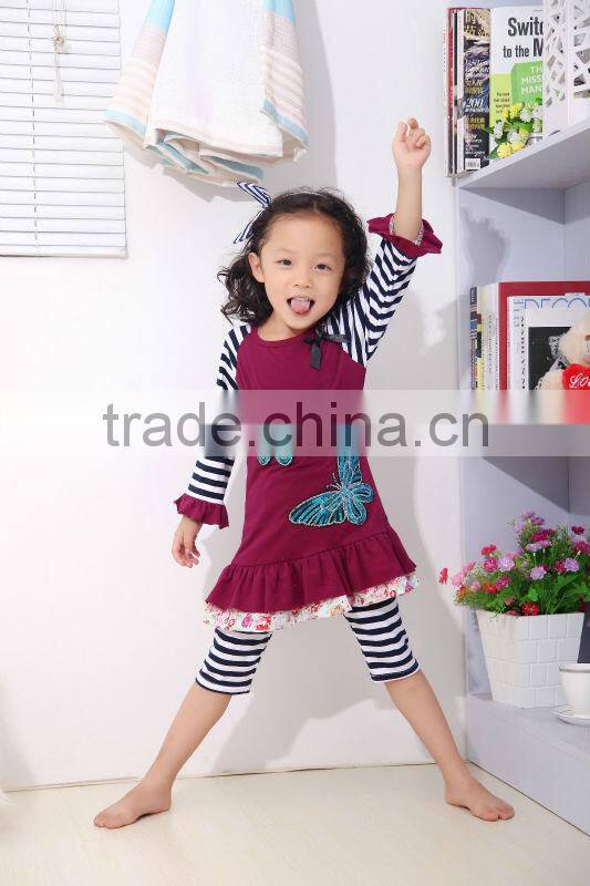 2014 New styles Cotton Girl Outfit Christmas Turkey Outfit Top and pants with ruffles in sets