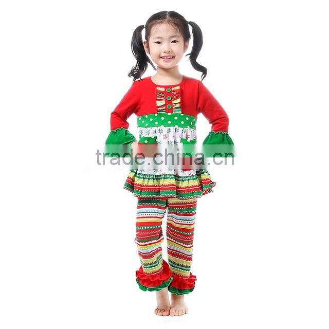 Wholesale girls clothing christmas boutique girl sweet clothing tops and pants set