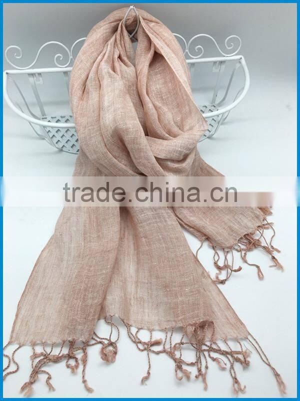 Wholesale 2017 new design lady's fashionable natural linen scarf