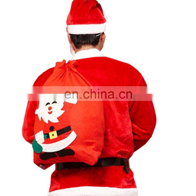 Christmas Printed Red Lightweight Large Drawstring Santa Claus Gift Bag