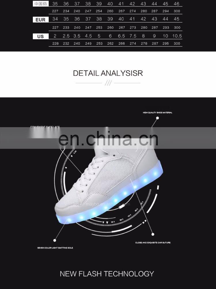 Latest design Hot sale high shoes for men PU+mesh light shoes Street dance luminous high top LED shoes sneakers for boys