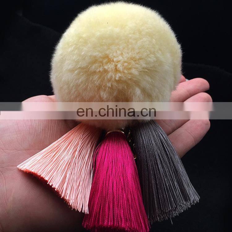 2016 Beautiful Real Rabbit Fur Ball KeyChain / Car and Bag Charm Keychain