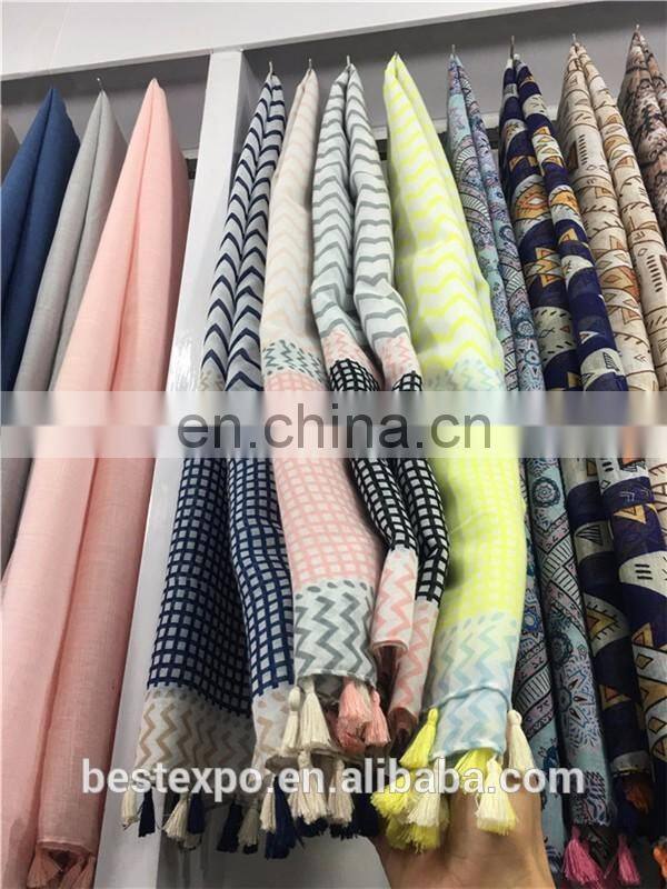 wholesale cotton under hijab woman wave jacquard shawl solid color satin hair scarf