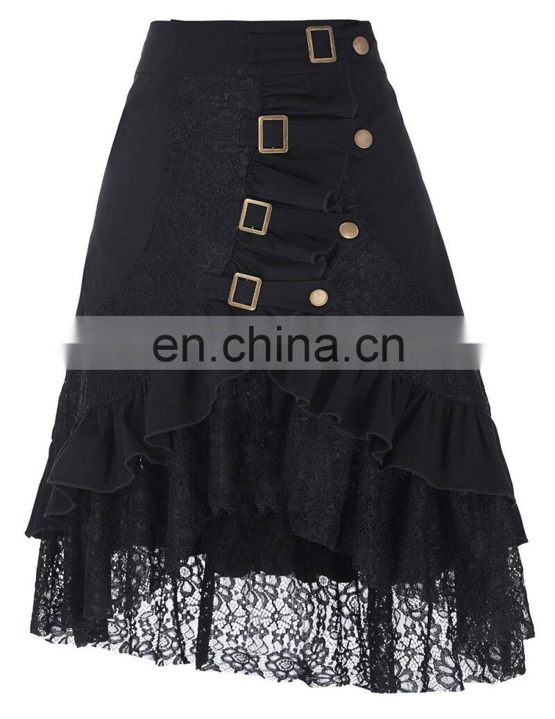 Belle Poque Vintage Women's Steampunk Gothic Clothing Gypsy Hippie High Stretchy Nylon-Cotton & Lace Skirts BP000205-1