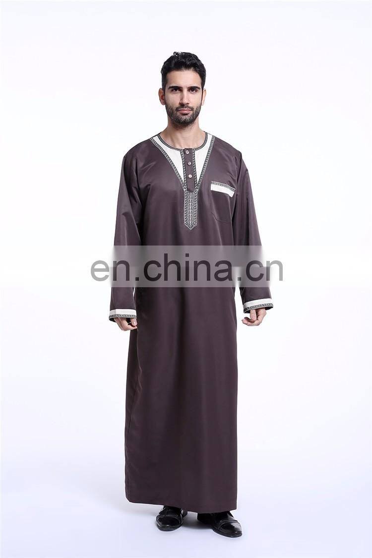 2017 EID Muslim wear men Abaya chothes for prey Men maxi thobe for islamic