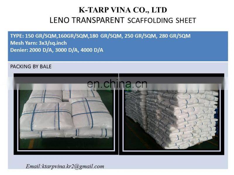 180 gr/sqm LENO TARPS / CLEAR POLY TARPS / TRANSPARENT LENO TARP