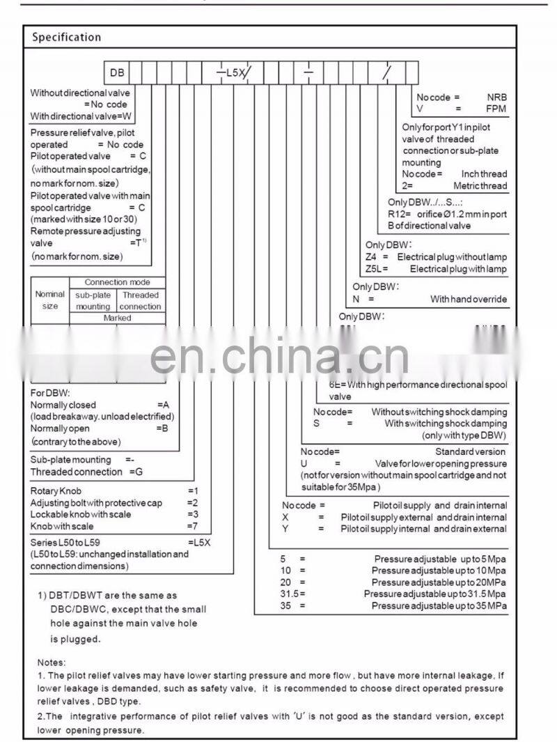 Huade hydraulic pilot operated relief valve DBW30A-2-50B/315 DBW30A-1-50B/200 DBW30A-1-50B/315 DBW30A-2-50B/315