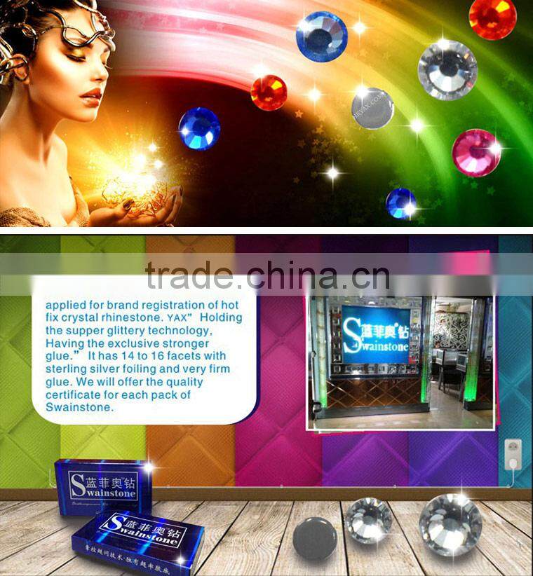 Y1119 Swainstone brand crystal AB hot fix stone;china hotfix stone factory;wholesale shop wedding dress hot fix stone