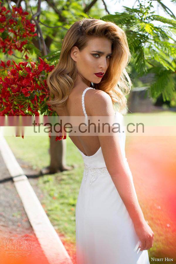 Hot Sale Ankle Length Front Slit Cheap Wedding Dress Made In China