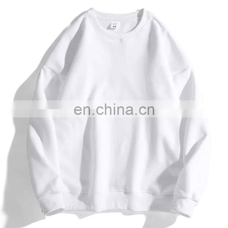 Customized plus velvet men and women casual loose large size solid color round neck sweater