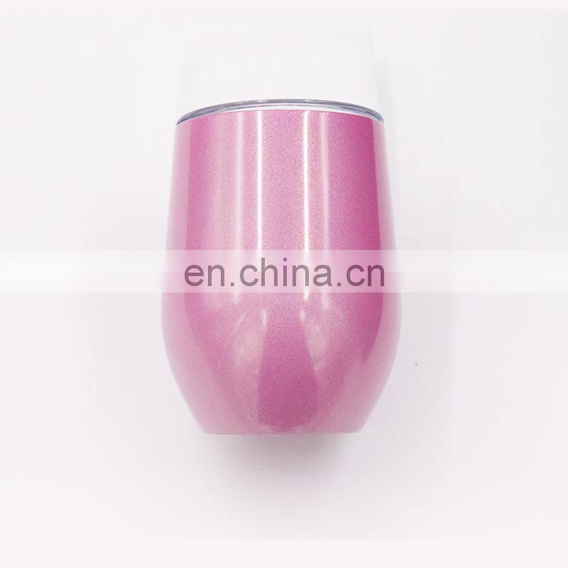 Hangzhou Watersy Colorful Outdoor Egg Shaped Powder Coating 12oz vacuum insulated stainless steel water bottle tumbler with lid