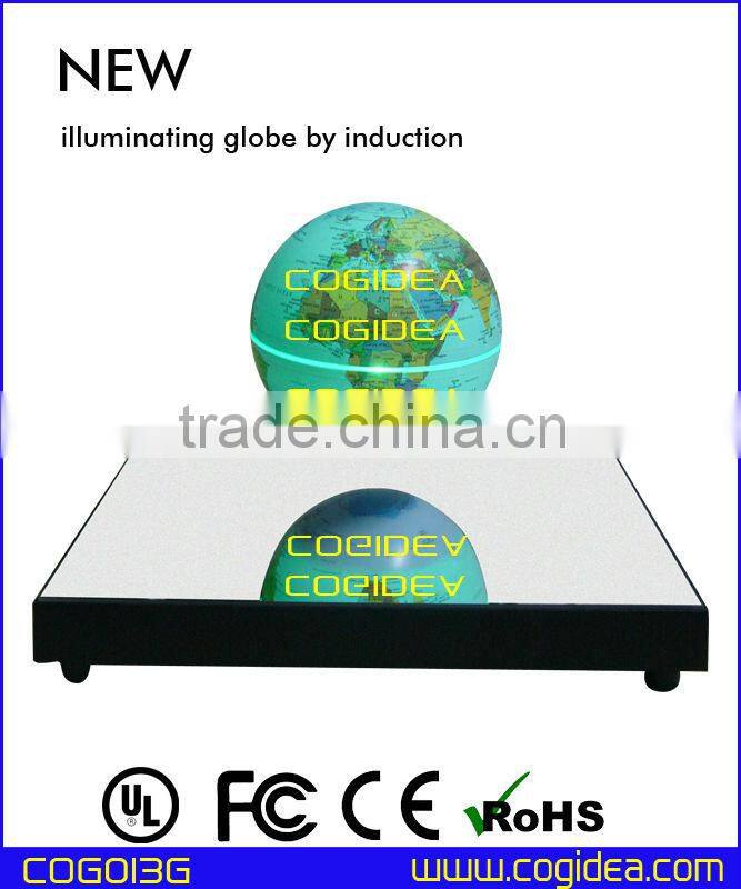 newest plastic and mirror base magnetic floating rotating globe change color for teaching and novelty gift