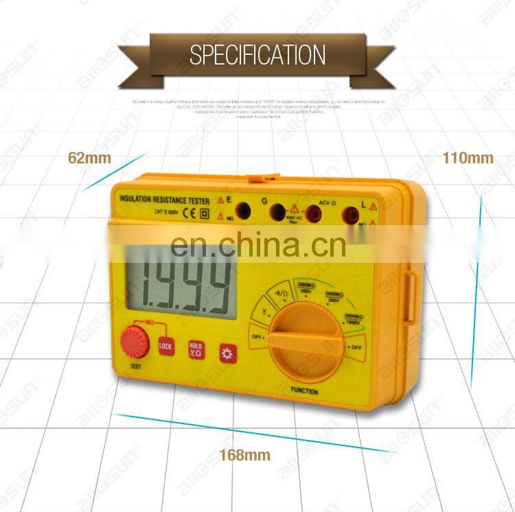 Allosun EM480A Insulation Resistance Tester Portable Voltage AC 600V Professional Tester Resistance Continuity Tester