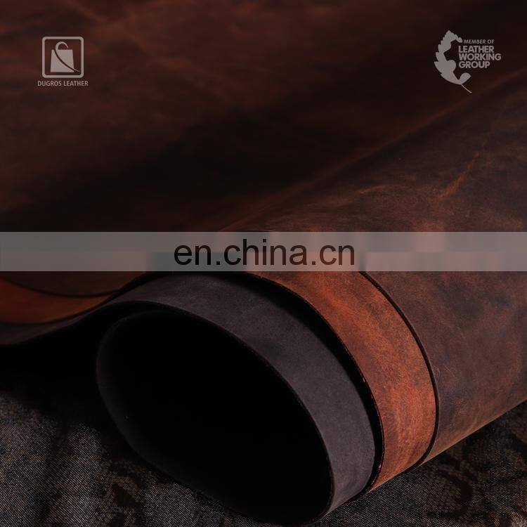 Vegetable Tanned Sustainable Corrected Grain Beautiful Drum Stuffed Buffalo Genuine Leather