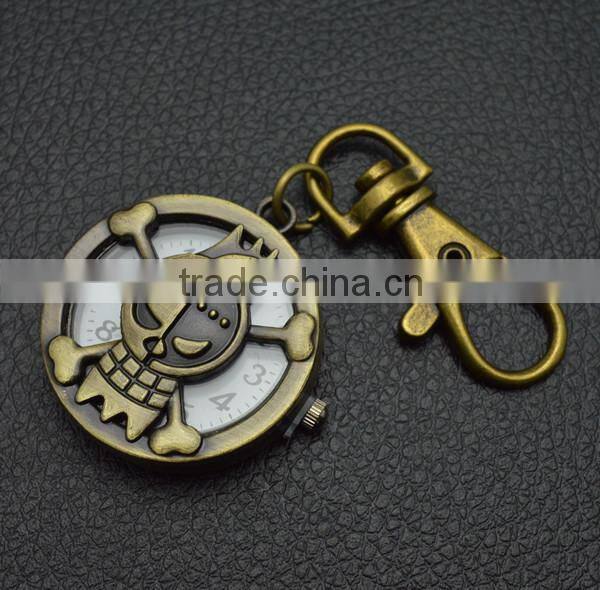 key watch with holder retro bronzed metal suit quartz pocket watch
