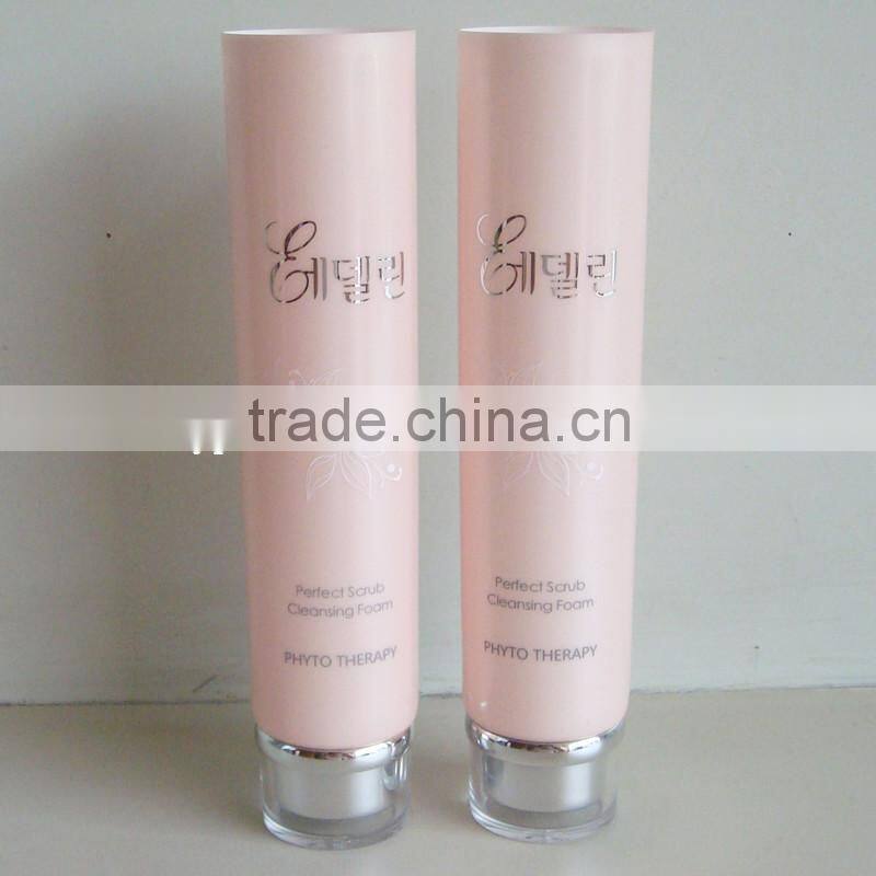 facial cleanser cosmetic tube packaging with acrylic cap,plastic tubes for cosmetics