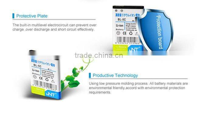 3.7V rechargeable replacement Li-ion dual IC mobilephone battery BL-5C for Nokia N70 500-1100mAh