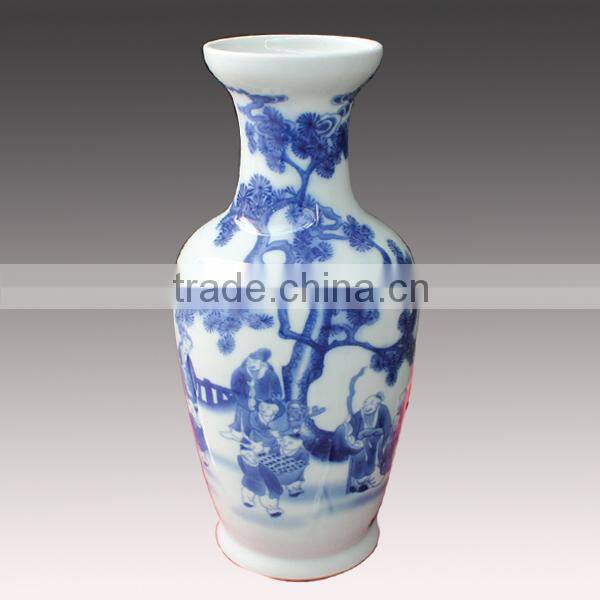 Home decorative ceramic vase with blue and white color