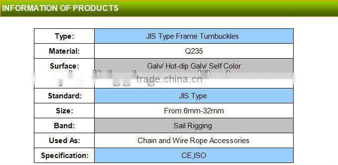 hot sale electric galvanized jis type frame hook and eye turnbuckle with good price