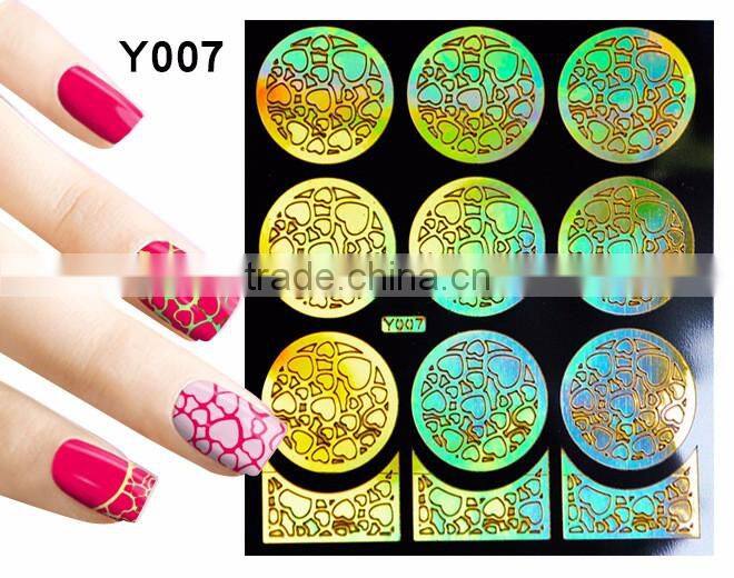 2016 colorful pvc french hollow pvc nail art design nail sticker stencil