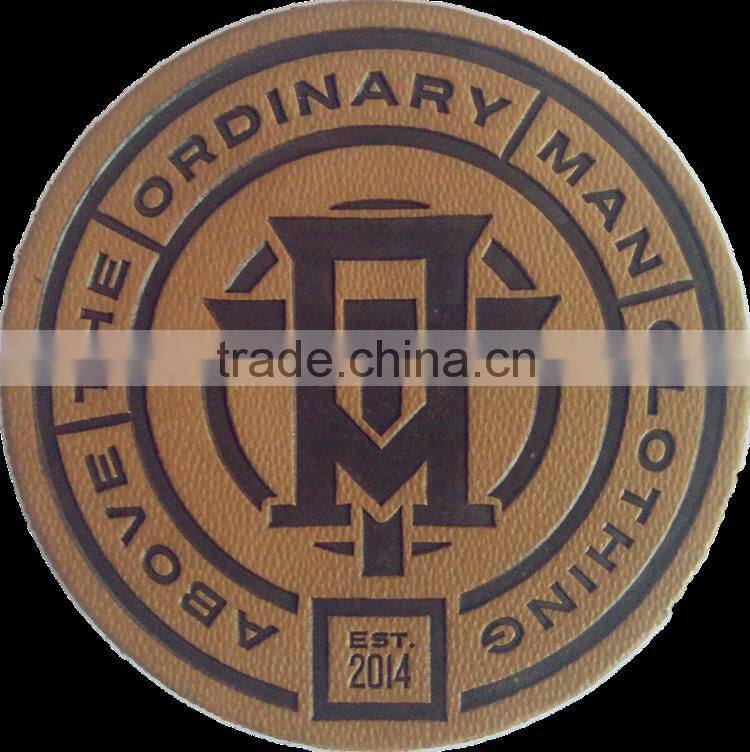 custom debossed embossed pu leather patch for sofa