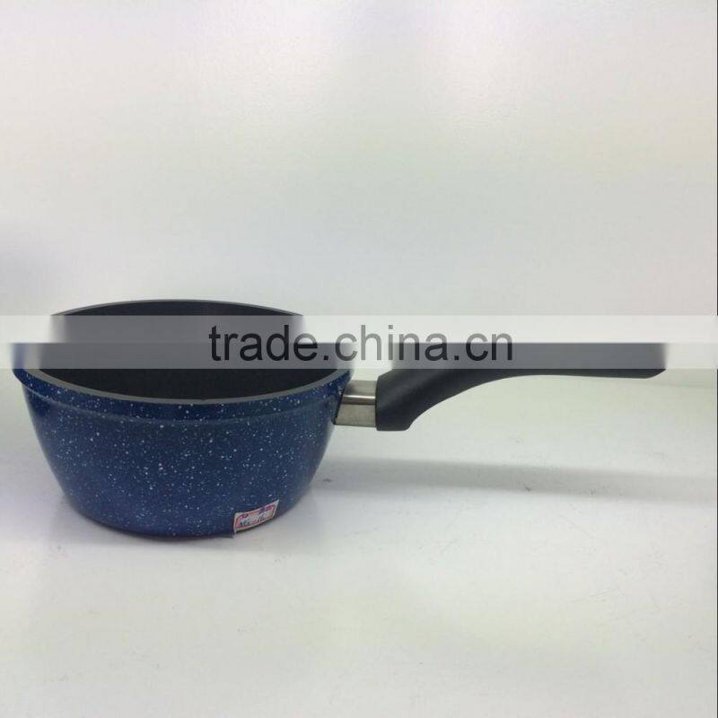 High Quality Low Price Aluminum Non-stick Press Forged Die Cast Sauce Pan Milk Cooking Pot Marble Coating Bakelite Handle