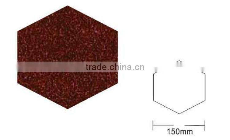 Sand coated hexagonal seal tile for roof tile