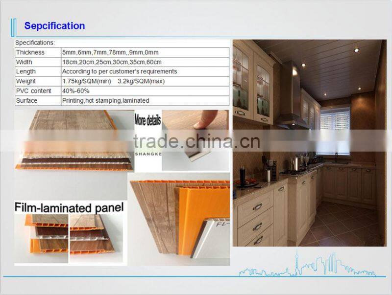 Colourful building material PVC ceiling panel