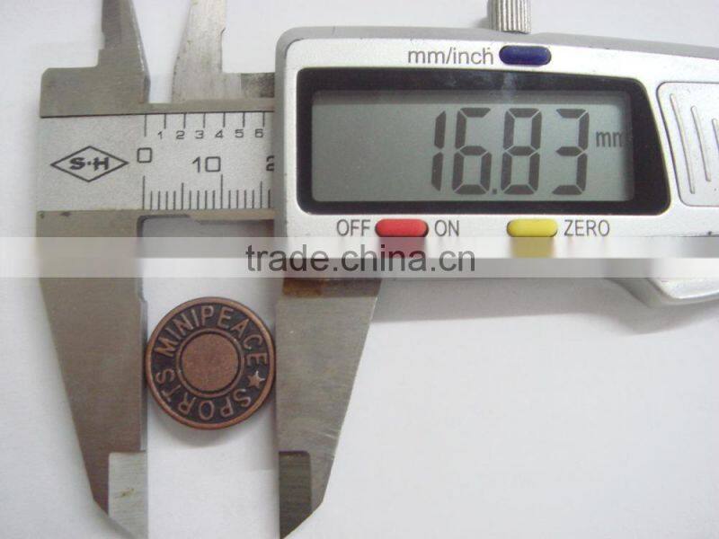 17mm popular sale metal brass button in apparel