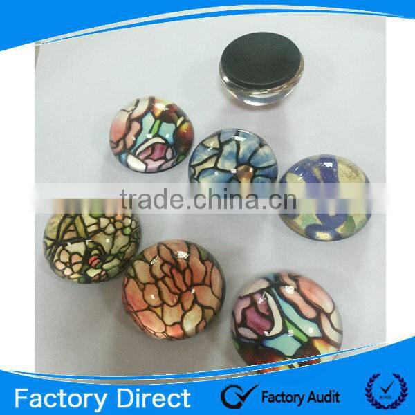 2015 Customized dome crystal glass fridge magnet