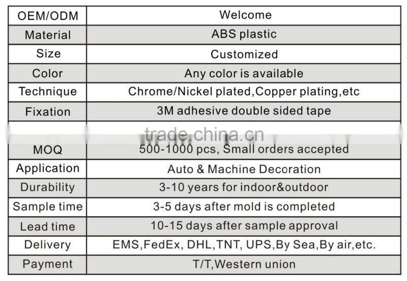 Auto parts accessories 3D chrome car badge emblem